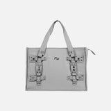 HIERARCHY STUDIOS ENE - Grey Metal Plate Stud Tote Bag