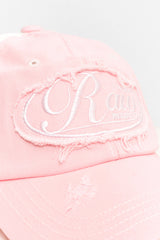 Vintage Scratched Washing  Two-tone Cap Pink