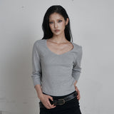 C 90S ラインVネックTシャツ_グレー