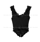Rieti lace 斜めボタンクロップノースリーブ