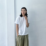 ピュア ホワイト ドロップショルダー Tシャツ
