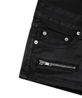 TRIPLE ZIP FOIL SHORTS (BLACK)