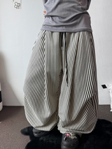 Surpassing 5,000 units sold Striped Linen Balloon Parachute Long Pants 3 Color 