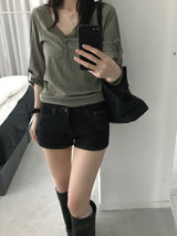 ボタンロールアップTシャツ (3 colors)