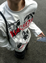 メタルプリンティング長袖ルーズフィットTシャツ