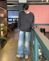 ラットワイドデニムパンツ(Black)
