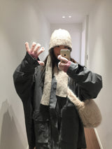 Shearling Overfit Cotton Field Jacket (2 Colors)