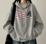 エンワNYCスターズアンドストライプボクシーフィットフーディー