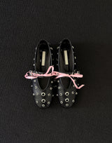 metal eyelet flat shoes (white)