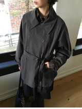Belted trench half coat (2color)