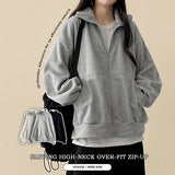 Mepo Soft Fleece Overfit High Neck Zip-up