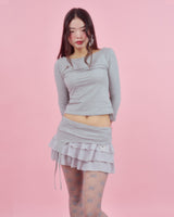 LACE GATER FRILL SKIRT [MELANGE]