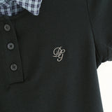 Check collar layered polo shirt 231330477