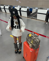 leopard print eye love oversized fit hoodie
