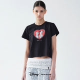 101 DALMATIANS LACE HEART CROP TOP_BLACK