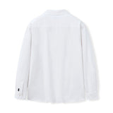 ルーズフィットオープンカラーリネンシャツ [White]