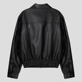 Brick pocket leather jacket