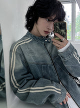 Wings Track Gradient Pinch Denim Jacket