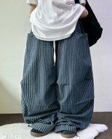 ストライプリネンコットンパンツ🤎🩵2COLOR