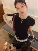 ブラックバッグアンダーポイントショートスリーブTシャツ