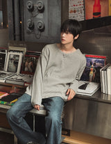 Waffle Button Wide Long Sleeve