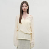 シースルーヘンリーネックプルオーバー [CREAM]