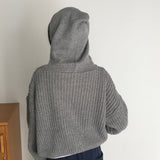 Choc Thick wool Bokashi twisted hoodie knitwear zip-up