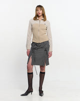 Ribbon Tied Slit Skirt _ GREY