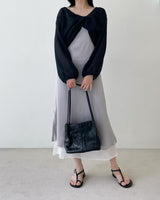 Pulse satin layered shirring one-piece