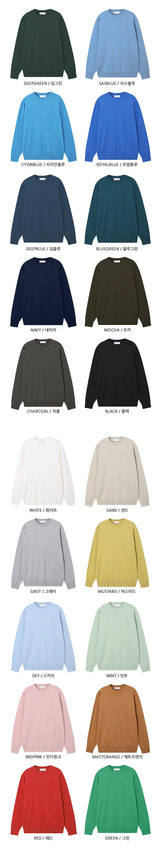 Men's カシミアウォッシャブルラウンドニット 20COLOR