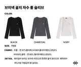 RIBBED V-NECK EMBROIDERED LONG SLEEVE (26STP-LSTS01)