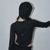 LONG STRING MESH BEANIE (BLACK)
