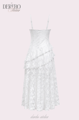 wrench lace unbalanced frill sleeveless dress