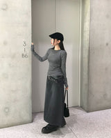 マロンレイヤードスタイルキャミソールセットロングスリーブTシャツ