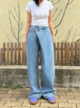 WRAP WAIST WIDE FIT DENIM PANTS code 18104