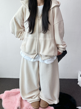 ワイドバルーンセットアップシャイニーベルベットビッグフード & バルーンパンツ 🖤🐣 3 COLORS