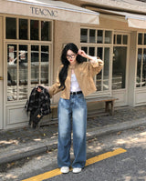 【BELLIDE MADE】バンドカラー スエード クロップジャケット
