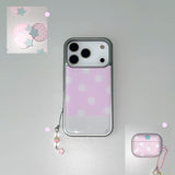 [MADE] BERRY DOT PHONE CASE PINK (epoxy silver bumper)