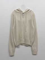[wool 55%] ミニホールラグランフーデッドニット