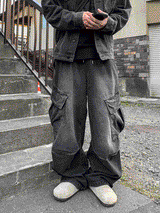 Itsu diagonal cargo denim