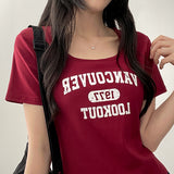 ローブレタリングスクエアネックショートスリーブTシャツ