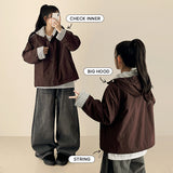 Tick checkered lining high neck padded jumper