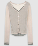 Slim color blocking cardigan - cd