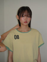ボタンダブルスリーブレスTシャツ (イエロー)