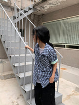 [unisex] Module Loose-Fit Check Short Sleeve Shirt