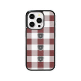 【MADE】Teddy button Check_Burgundy iPhone case [Glossy Glass/Basic] ｜Acrylic attachment case