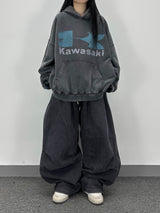 denim washing big balloon pants