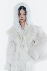 LUNA BELTED SHEARLING JACKET cream