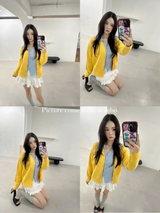 yellow wool lovely long-sleeved cardigan