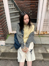 [unisex] サンキニオーバーフィトポケットチェックシャツ